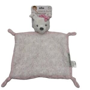 Blankets & Beyond Puppy Dog Swirl Rosettes Security Blanket Lovey Pink White NWT